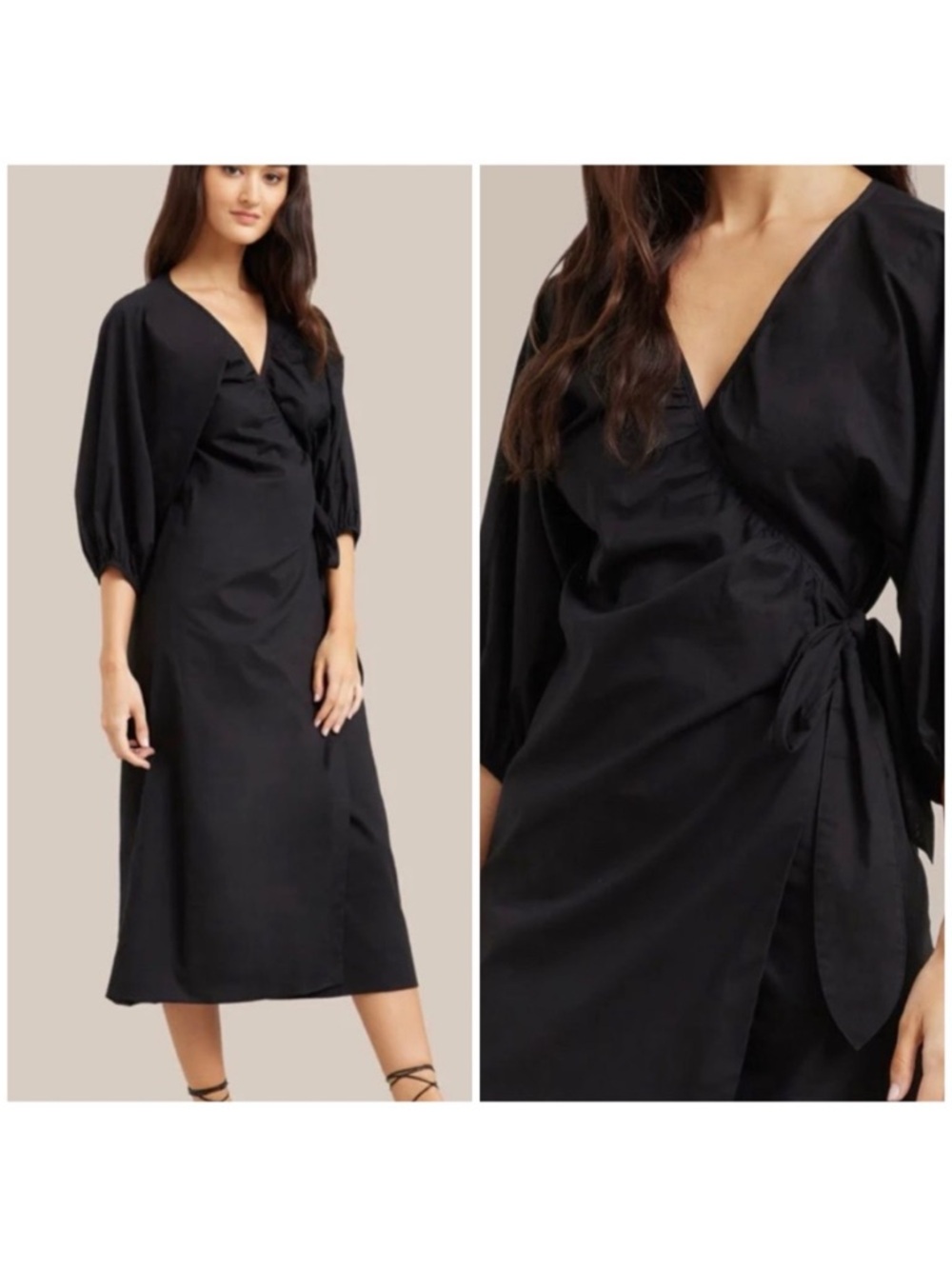 Modern Citizen Black Midi Wrap Dress